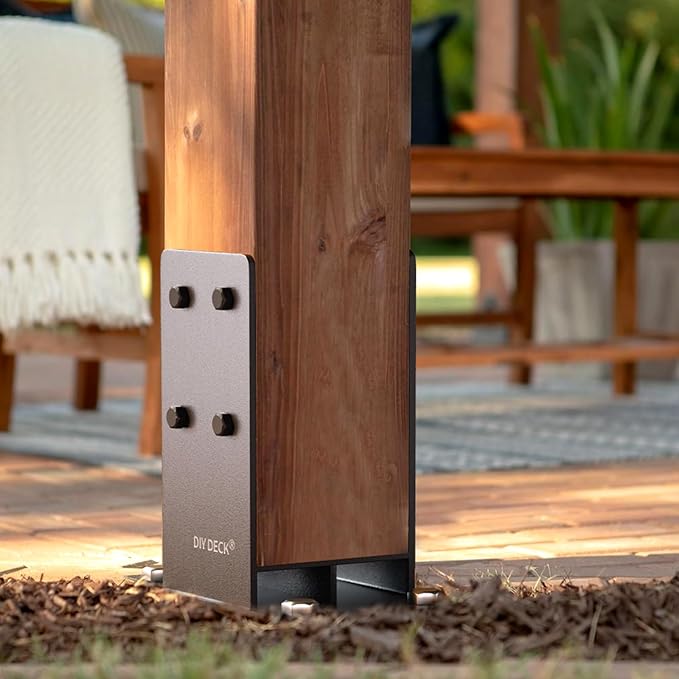 4x4 Wood Post Base (Internal Size 3.6"x3.6") Heavy Duty Stainless Steel Powder-Coated Post Anchor with Air Flow Channel Fence Post Anchor Base for Deck Railing, Pergolas, Fence Pillar, 4Pack