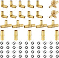 62 Pack Foskan 1/2 Inch PEX Brass Fittings Set, Includes 10pcs Elbows, 5pcs Tees, 5pcs Couplings, 2pcs Drop Ear Elbows,And 40pcs Copper Rings,PEX Crimp Barb Fitting Kit