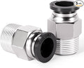 TAILONZ PNEUMATIC Male Straight 3/8 Inch Tube OD x 3/8 Inch NPT Thread Push to Connect Fittings PC-3/8-N3 (Pack of 5)