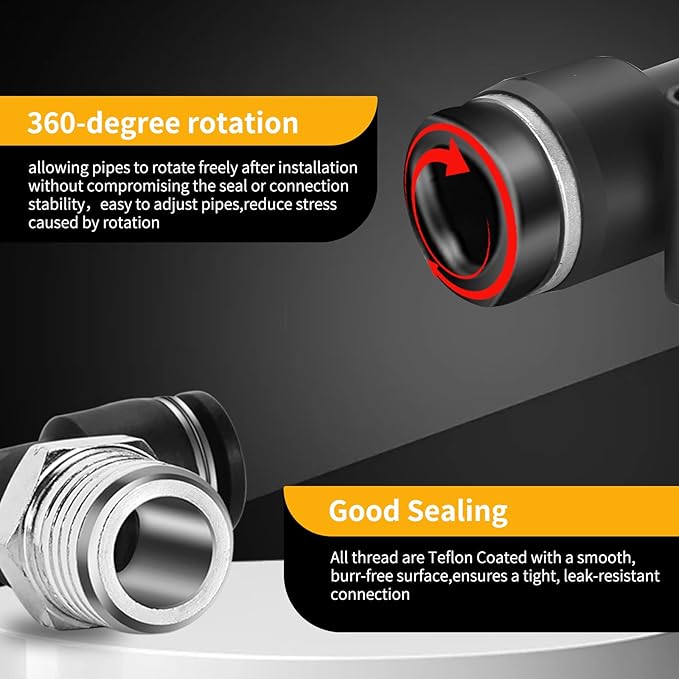 Push to Connect Fittings kits,4mm Tube OD x 1/8 Inch NPT Thread Male Elbow and Straight Pneumatic Quick Connect Air Hose Fitting kits Tube Fittings Air Fittings 24Pcs