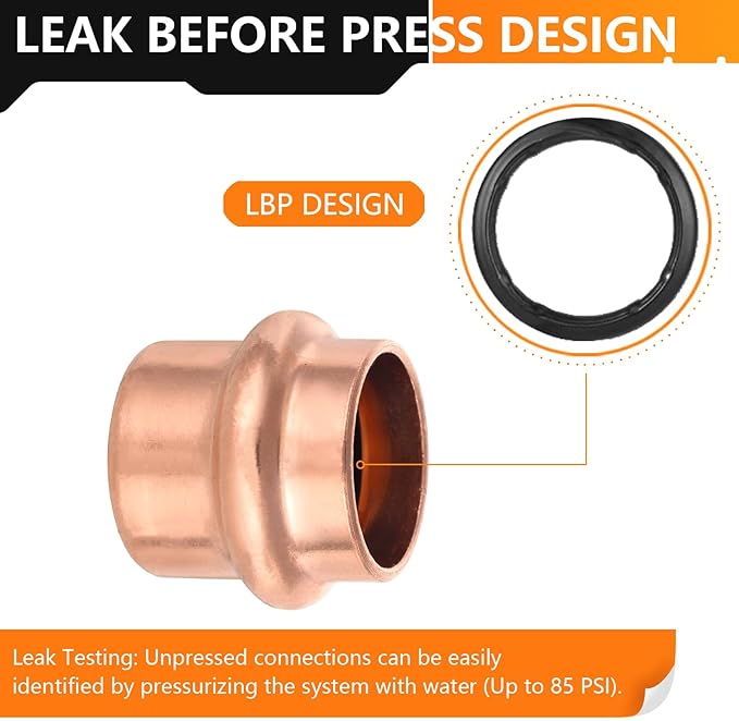 30-Pack HeSun Copper Press End Cap(Plug), 1/2" Pressure Fittings, Press Fit for Copper Tube Connection(PRESS020-30)