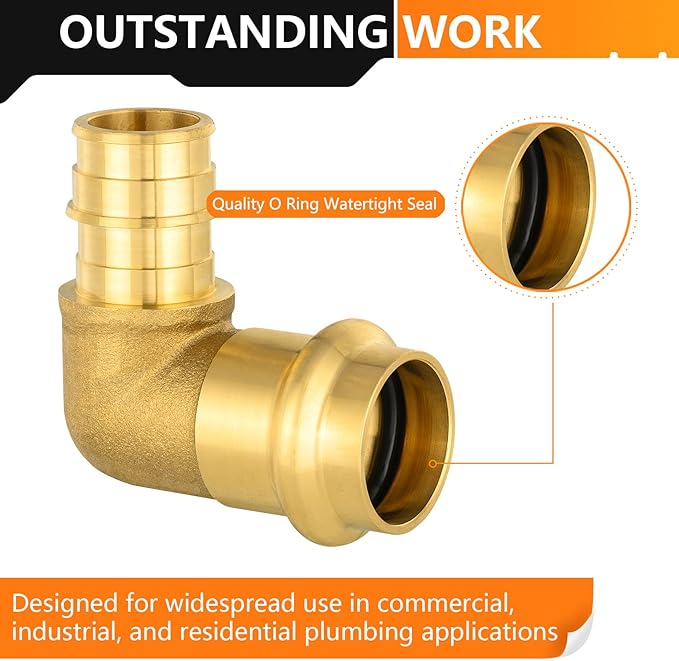 30-Pack HeSun Copper Press Fitting Elbow, 3/4" PRESS X 3/4" PEX-A F1960 Expansion Elbow, LF Brass