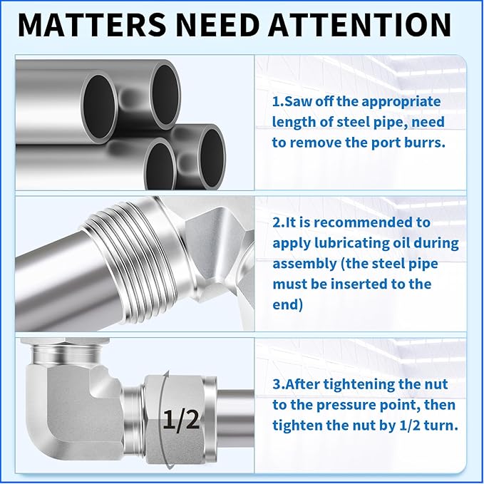 ChillWaves 304 Stainless Steel Compression Tube Fitting, 1/4" OD x 1/4" OD 90 Degree Elbow Compression Union Connector(2-PACK)