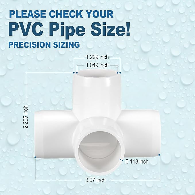 4 Pack 3/4" SCH40 PVC Elbow Pipe Fitting, 4-Way PVC Elbow Corner Side Outlet Tee Fitting, Furniture Grade Pipe Connectors for DIY Project, Pond Protection, Socket x Socket, White