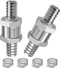 EVIL ENERGY 3/8" (10mm) Check Valve, 2 Pcs Aluminum One Way Fuel Check Valve for Gasoline, Diesel & Coolant with Universal Hose Clamps, Silver
