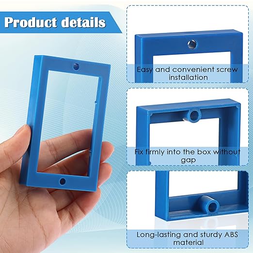 OwnMy 4PCS 1/2" Electrical Outlet Box Extenders, 1 Gang Electric Box Extenders with 8 Screws, Single Gang Receptacle Outlet Extenders for Electrical Box and Power Socket Switch, Blue