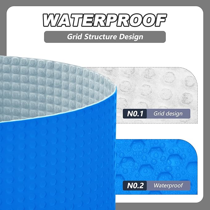 54 Sqft Uncoupling Membrane for Tile 1/8''(3mm) Thick Waterproofing Membrane Crack Prevention Anti Fracture Flooring Underlayment for Bathroom Shower Kitchen Basement(Blue)