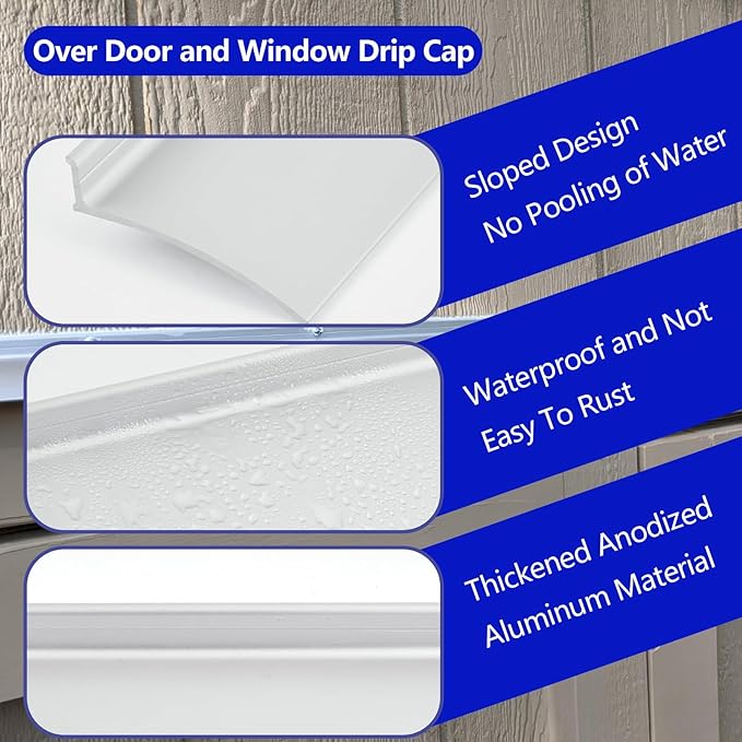 Extra Wide 5.12" W Door rain drip Guard Overhead,55.1" L Aluminum drip Cap for Exterior Doors Window Top,rain drip Edge Flashing,Water Deflector,rain Diverter,Anodized Silver 1PCS