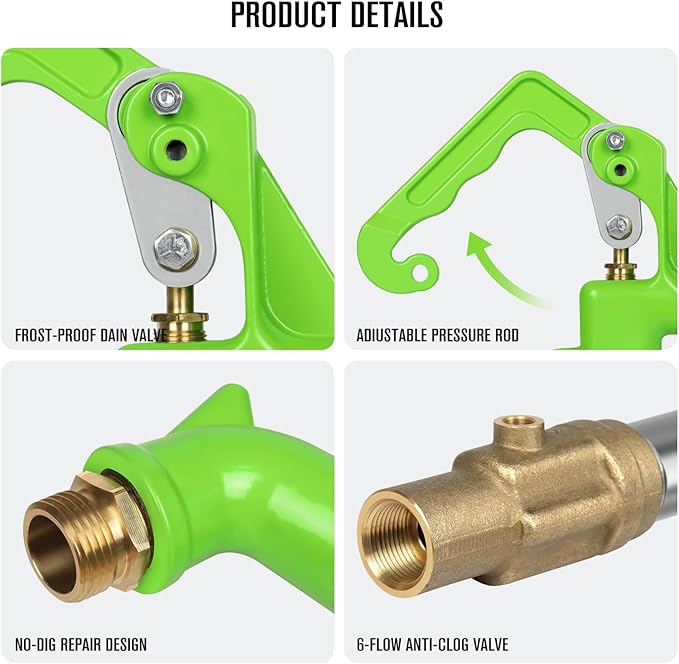 GALAX PRO Freeze Proof Outdoor Hydrant Head with 3/4" Pipe Connection, 1" NPT Galvanized Pipe Thread, No Lead -Perfect for Yard, Garden, Farm, Pasture Irrigation & Drinking (Pipe Not Included)