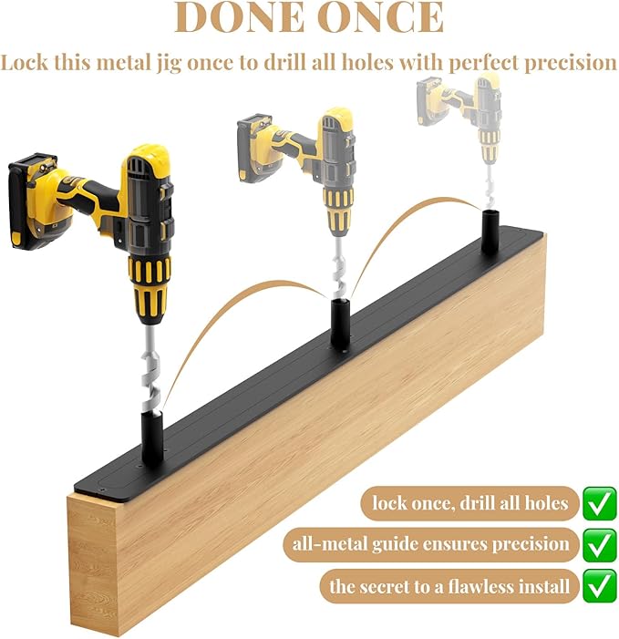Contractor Grade Floating Shelf Brackets with Reusable Metal Jigs – Professional Aluminum Blind Supports for 1.75"–4" Shelves – DIY Drillable Backplate & Hidden Hardware Kit(53X6X1.2-Metal Jig)