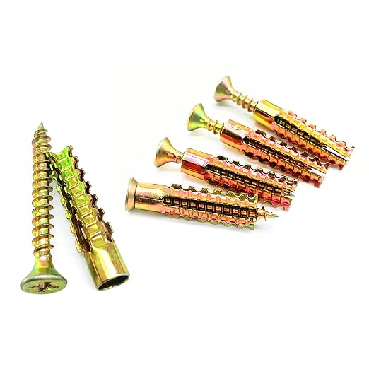 10 Pack Heavy Duty Hollow Wall Anchors with Screws, Loose Hinge Hole Repair Kits, Ideal for Hinge Hole Repair and Concrete Wall, Hollow-Wall, Wooden Wall (6x32mm)