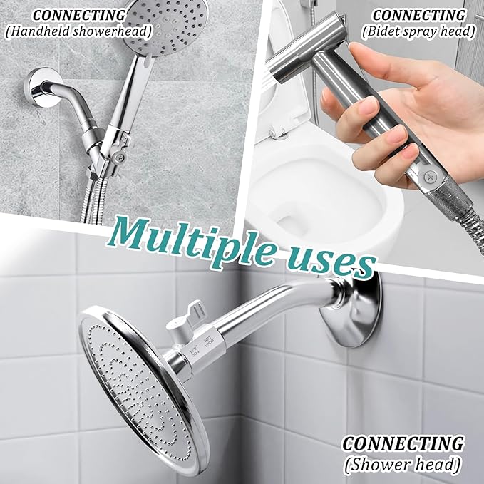 Shower Head Shut Off Valve 304 Stainless Steel Mini Ball Valve(1/2" Female X Male) NPT Thread Water Flow Control，RV Shower Head with Hose Flow Restrictor