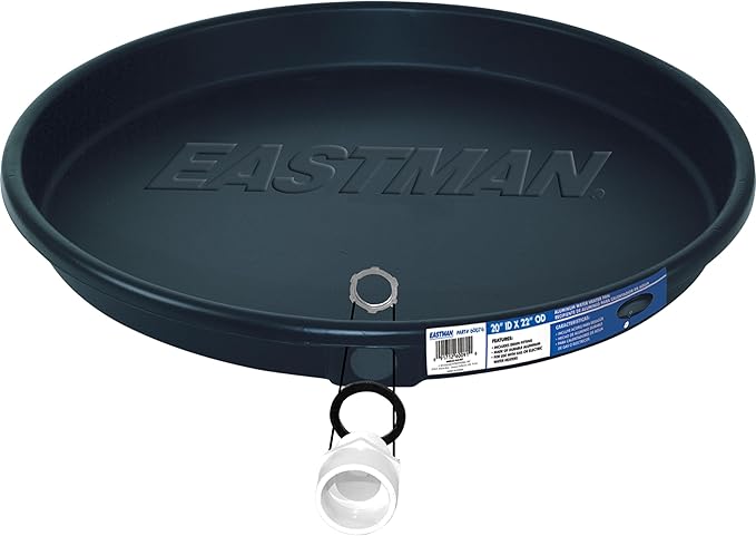 Eastman Water Heater Drain Pan with PVC Fittings, 20 Inch ID x 22 Inch OD Compression, 60076