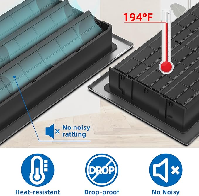 Floor Register 6x14-6 Pack Floor Vent Covers Heavy Duty Walkable Steel Floor Vents Adjustable Decorative Vent Covers for Home Floor Sidewall Office or Ceiling Vent