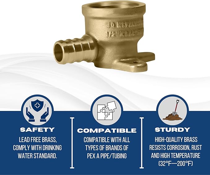 XFITTING 1/2 Inch Pex x 3/4 Inch Female NPT Drop Ear Elbow, 5 Pieces