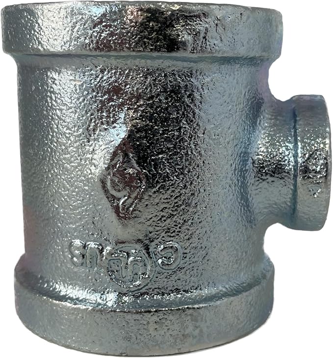 BMI 1-1/2 Inch x 1/2 Inch x 1-1/2 Inch NPT Galvanized Reducing Tee, 150# Pressure Rating, UL/FM Certified, Malleable Iron Pipe Fitting, ASTM A197, ASME B16.3-36474