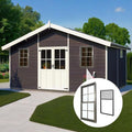 42x32 Shed Windows, Sliding Windows with Double Panel Tempered Glass and Screen, Household Storm Window with Sealing Strips, Small Ventilation Window for Basement Chicken Coops Bathroom Black