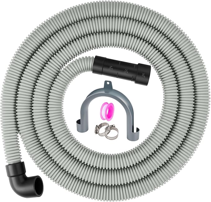 Dishwasher Drain Hose, 1Plusselect 6FT Flexible Discharge Hose Extension Kit, Universal Replacement Drain Hose Fit with 5/8 Inch, 7/8 Inch, or 1 Inch OD Drain Outlet for Dishwasher