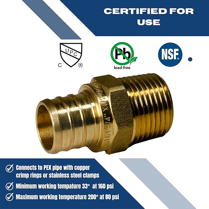 XFITTING 3/4' Pex x 1/2 inch Male NPT Adapter, 24-4-5=25X, 25 Pieces