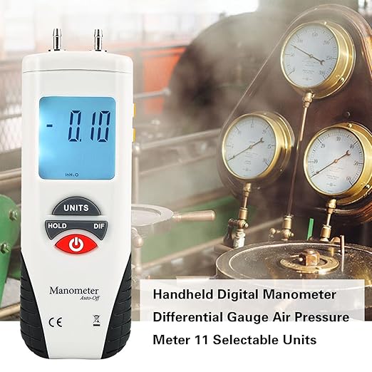 Digital Manometer, HT-1890 Handheld Differential Pressure Gauges with 11 Selectable Units Portable Air Pressure Meter for Testing