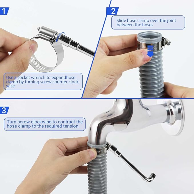 22 Pack Stainless Steel Hose Clamps - Adjustable 3/4'' - 1-1/4'' (18-32mm) Worm Gear Hose Clamps with a Socket Wrench for Plumbing,Automotive And Mechanical Application