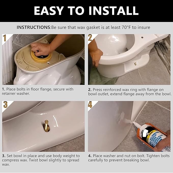 Extra Thick Wax Ring Toilet Kit,with Bolts for Reinstallation of the Toilet,Fits 3-inch or 4-inch Waste Lines(2 PCS)