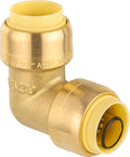 (Pack of 20) EFIELD 1/2-inch 90-Degree Elbow, Push-Fit Brass Fittings to Connect Copper, PEX, CPVC Pipe with 1/2" Disconnect Clip, UPC Certified,(PF-UNI009-20PCS)