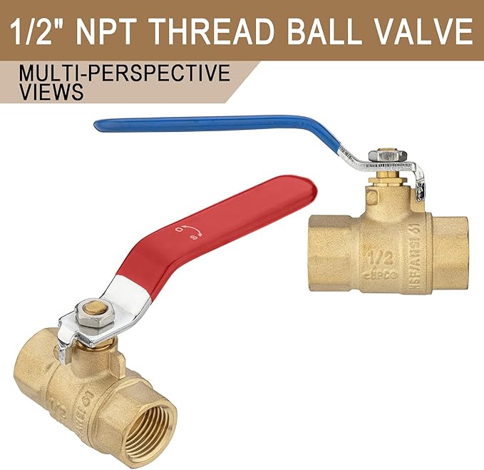 [10 Pieces] Lingmfg 1/2" NPT Thread Ball Valve Shut Off Valve LING-BV1-1/2FNPT-10