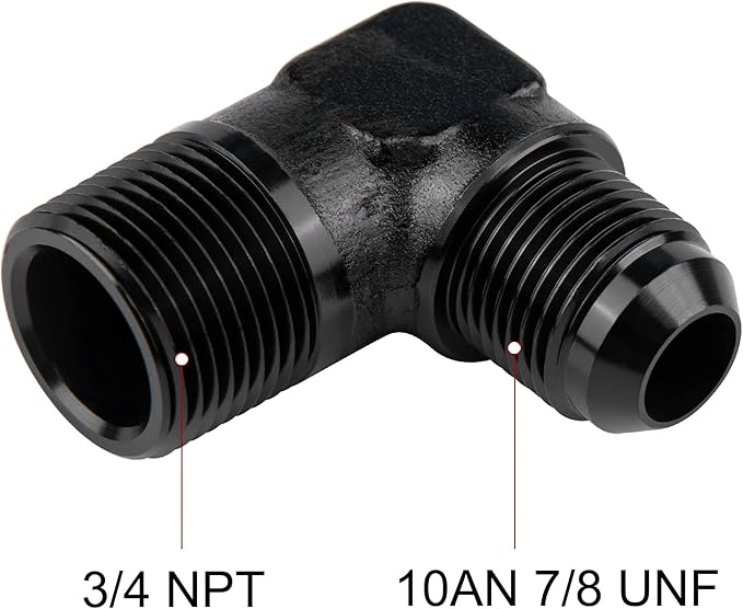 EVIL ENERGY 10AN to 3/4" NPT Male 90 Degree Fitting Adapter Aluminum