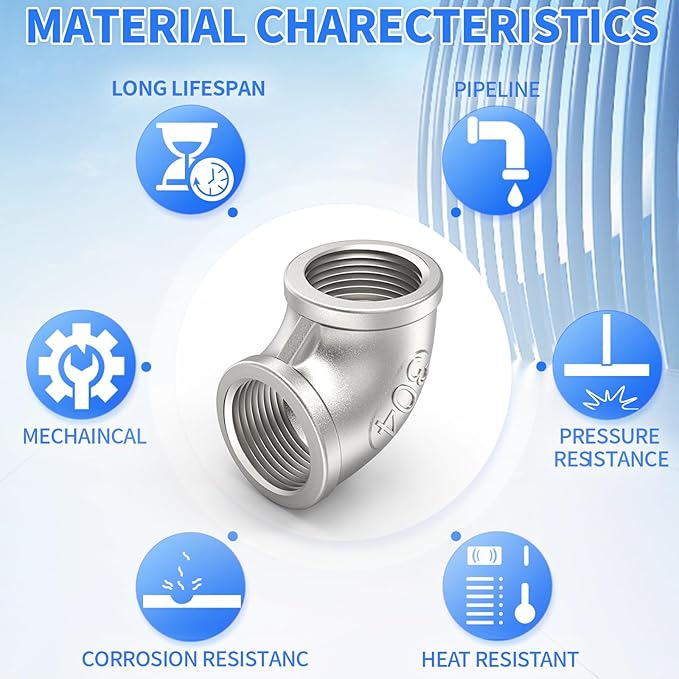 ChillWaves 304 Stainless Steel Pipe Fitting, 90 Degree Elbow 1-1/4" NPT Female x 1-1/4" NPT Female Thread Adapter(1-PACK)