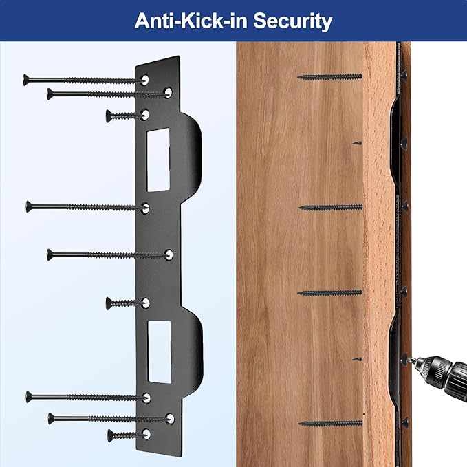 Door Strike Plate Double Opening (2, Matte Black)