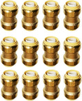 HQMPC 12 Pcs Pex Fittings 1/2 inch Straight Coupling Push Fit PEX Fitting, Push-to-Connect Copper, CPVC, No Pb Brass Plumbing Fit (12PCS 1/2")