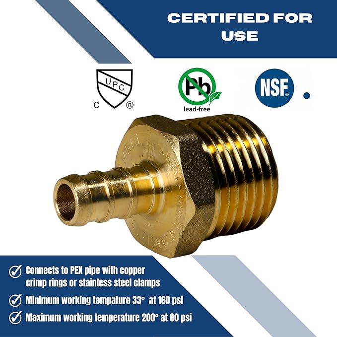 XFITTING 3/8 inch Pex x 1/2 inch Male NPT Adapter, 24-4-8=25X, 25 Pieces