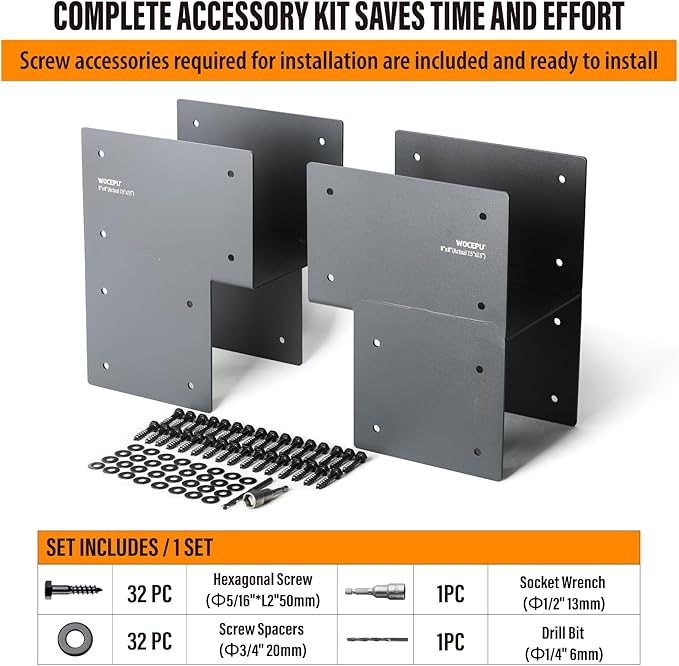 2 Pack Heavy Duty 8x8 (Actual 7.5"x7.5") Stainless Steel End Post Caps Tie Bracket , Fit Connecting Wood Gazebo, Deck Patio Post and Wood Beams Bracket (End Dark Ggray)
