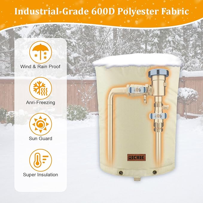 Backflow Preventer Cover (5°F) Heavy-Duty 5-Layer Insulated Enclosure, Freeze & All-Weather Protection for Outdoor Pipe, Irrigation Sprinkler Valve, Well Water Pump & PVB, 22" Wx16 H Beige