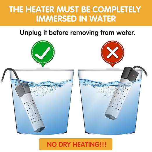 2000W Immersion Water Heater for Pool and Bucket Use, Rapid Heating with Digital LCD Thermometer, Anti-Scald 304 Stainless Steel Guard, Portable&Submersible, Heats 5 Gallon Water in Minutes