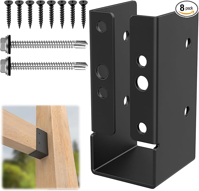 8Pcs Concealed Joist Hanger, 2" x 4"Outdoor Concealed-Flange Hanger, 2"x4" Outdoor Trim Concealed Flanges for 2"x4" Beam, Swing, Handrail, Fence