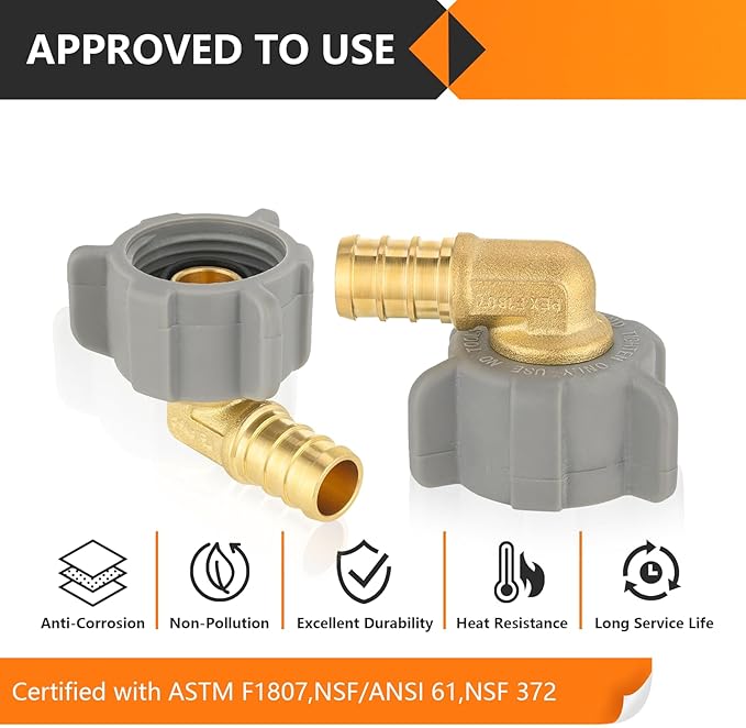 HeSun 20-Pack PEX Fittings, 1/2" Pex x 7/8" BC (Toilet Ballcock) Swivel Elbow, Brass Crimp Fitting for Pex Pipes, ASTM F1807