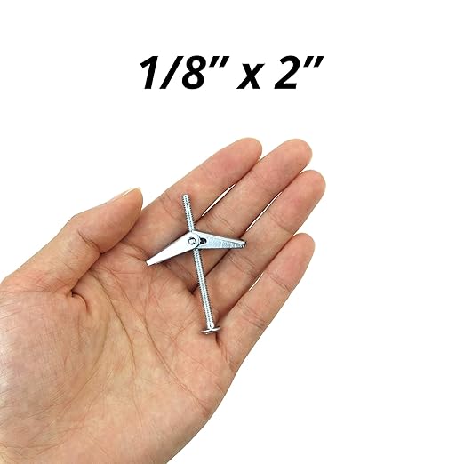 HASWARE Toggle Bolt Zinc Plated Steel and Wing Nut for Hanging Heavy Items on Drywall 1/8 x 2 (25 Pack)