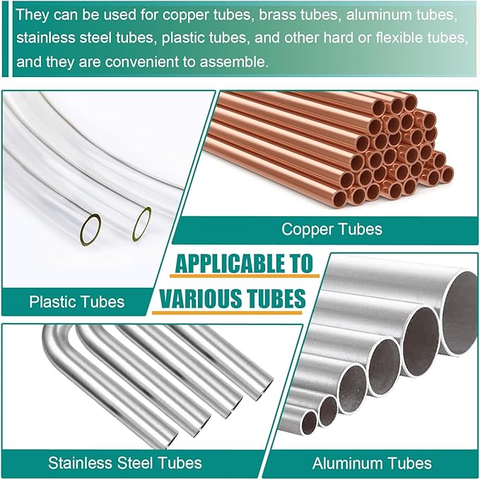 280PCS Brass Compression Sleeves Ferrules, 6 Sizes 1/2" 3/8" 5/16" 1/4" 3/16" 1/8" Tube OD Hose Compression Fitting Ferrule Kit for Air Water Fuel Oil and Inert Gases Line Repair