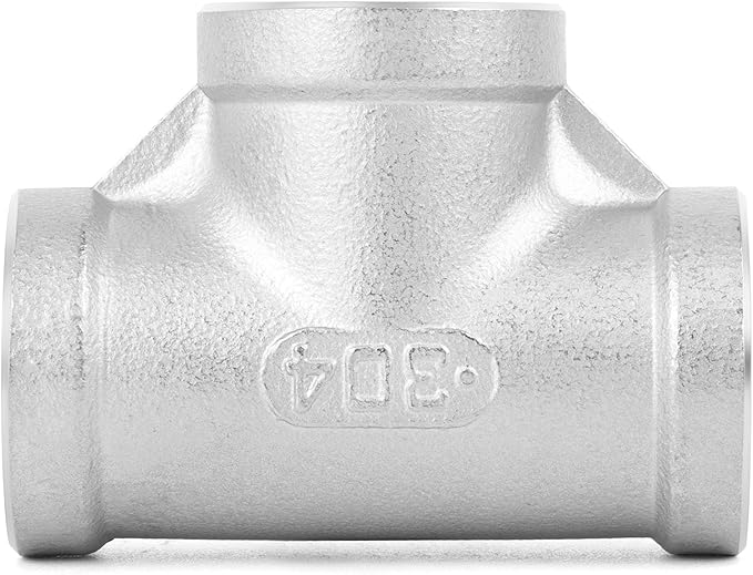 TAISHER 2PCS Stainless Steel Tee Pipe Fittings, 3/8" x 3/8" x 3/8" NPT Female Pipe Fittings