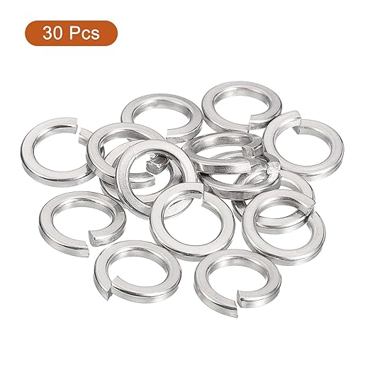 uxcell 30 Pcs Spring Lock Washer, M12 Split Lock Washer Assortment 316 Stainless Steel Lock Washers for Screws Bolts Nuts, Silver