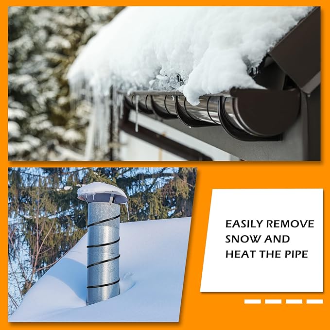Kingdder 6FT - 48FT Heat Tape for Water Pipes Thermostat Self Regulating Heating Cable with Power Indicator Plug Built-in, Heavy Duty Heating Cable for Pipe Freeze Protection, 120V 8W/ft(1 Pcs,42 Ft)