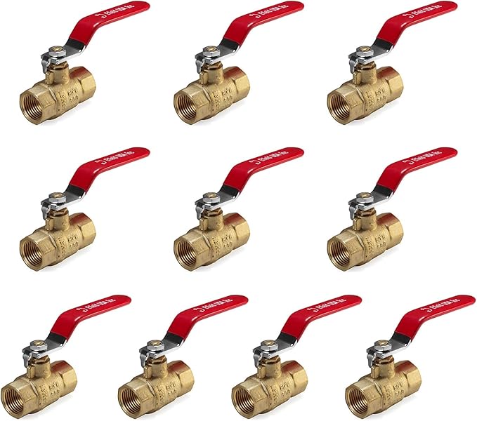 (Pack of 10) EFIED 1/2 Inch 600 WOG FNPT Heavy Duty Full Port Brass Ball Valve FIP Threaded,(VALVE034-10PCS)