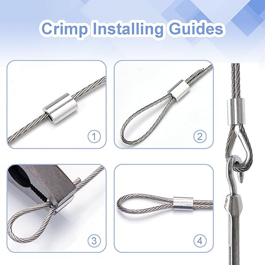 250Pcs 3/64"Cable Crimp Sleeves, Aluminum Wire Rope Crimping Loop Sleeve. Cable Ferrules for Cable and Wire Rope Crimp Double Barrel Crimp Sleeves (M1.2-3/64")