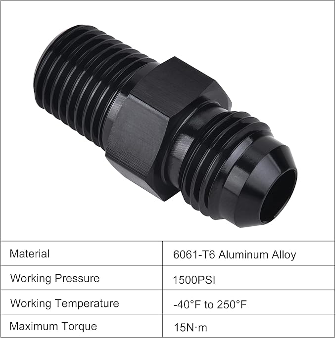 EVIL ENERGY 6AN Male Flare to 1/8" NPT Pipe Fitting Adapter Aluminum Straight Black 4PCS