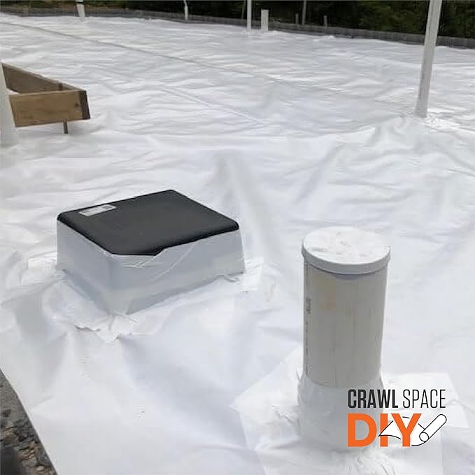 Whitecap - Crawl Space Vapor Barrier - 20 Mil (12' x 100'), Thick Plastic sheeting, Drop Cloth Moisture Barrier Covering for Crawl Space Encapsulation, Heavy Duty Polyethylene, White Woven Sheeting
