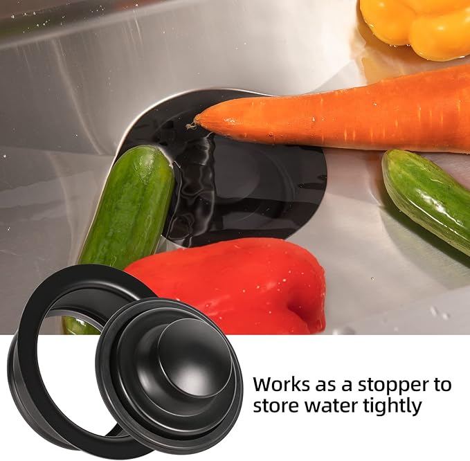 RQYEKDO Garbage Disposal Flange Stopper Collar Sink Baffle Kit, Fit Universal 3-1/2 Inch Standard Sink Drain Hole，Kitchen Sink Flange Stopper Replacement Accessories,Stainless Steel (Black)