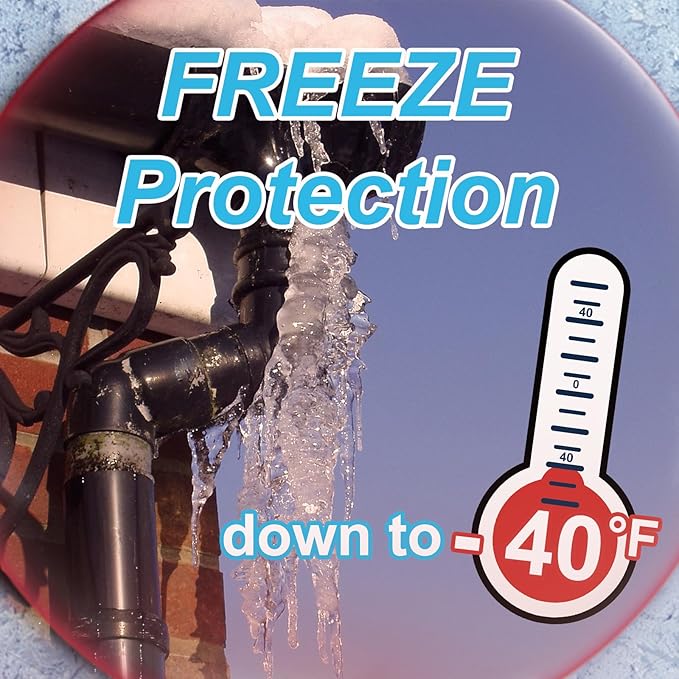 Cupohus Heat Tape for Water Pipes with Digital Display Thermostat 30FT, Freeze Protection Self-Regulating Heat Trace Cable for Metal, Plastic Home Pipes, Roof and RV, 110-120V