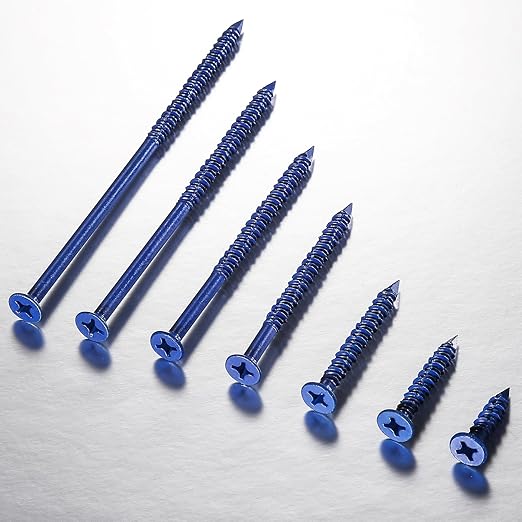 (30 PCS) 1/4''x6 Concrete Screw Anchor Blue Flat Head for Anchoring to Masonry, Block or Brick Stucco